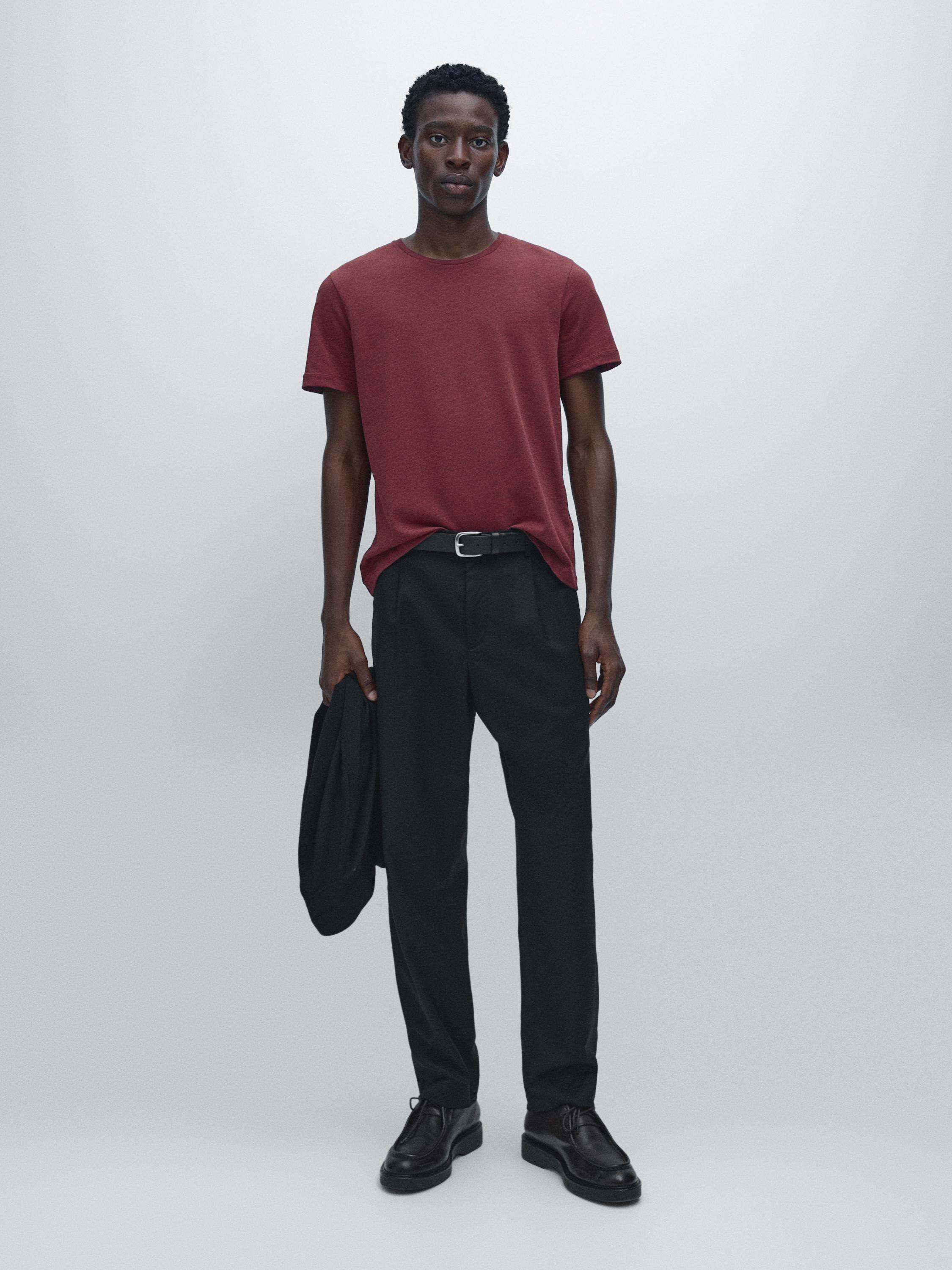 T-shirt chiné à manches courtes en coton léger